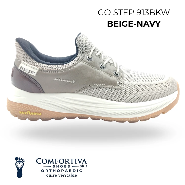GO STEP 913BKW  BEIGE-NAVY - Image 1